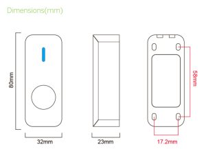 Сенсорная кнопка. Размеры